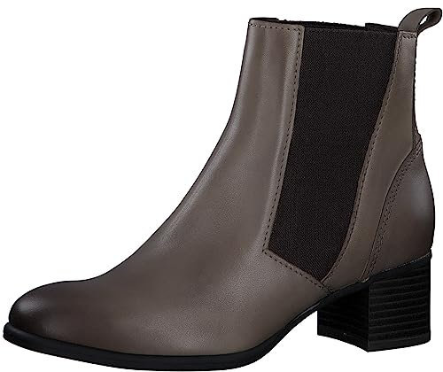 MARCO TOZZI Stivaletti Chelsea Donna in Pelle con Tacco, Taupe, 40 EU