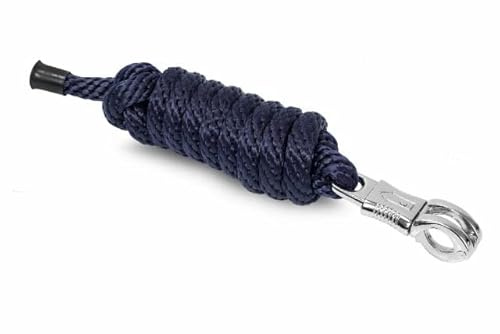 Start Führstrick Pferd 2 m – Robuster Anbindestrick mit Panikhaken oder Karabiner – Reißfest & WetterfesT (Marineblau, Panikhaken)