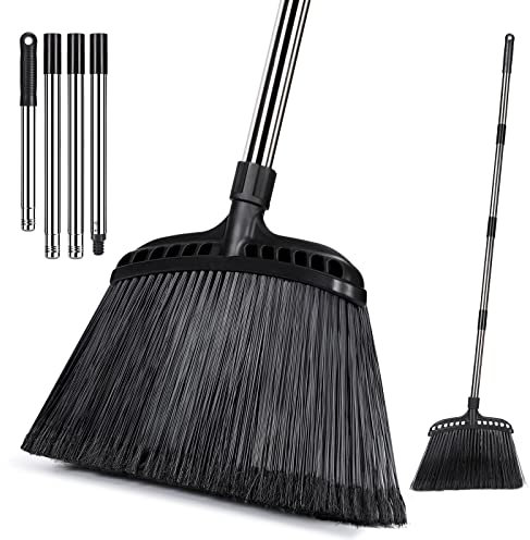 Myiosus Scopa da Giardino, Scopa Esterni Setole Dure con Manico in Acciaio Inox Lungo 140cm, Scopa per Esterni, Balcone, Casa, Cucina, Strada, Patio, Coperta (Nero)
