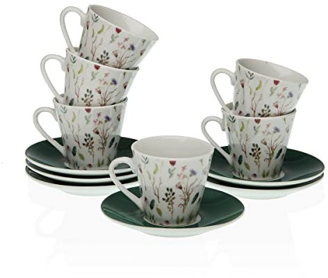 Versa Juego de Tazas con Platos Sansa Café Porcelana (12 Piezas)