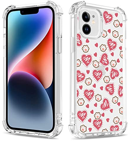Bear Village Case for iPhone 12 Mini, Anti-Yellowing TPU Shockproof Bumper Phone Cover for Women, Drop Protection Anti-Scratch Silicone Cover for iPhone 12 Mini (5.4 inch), Clear Love Heart-4