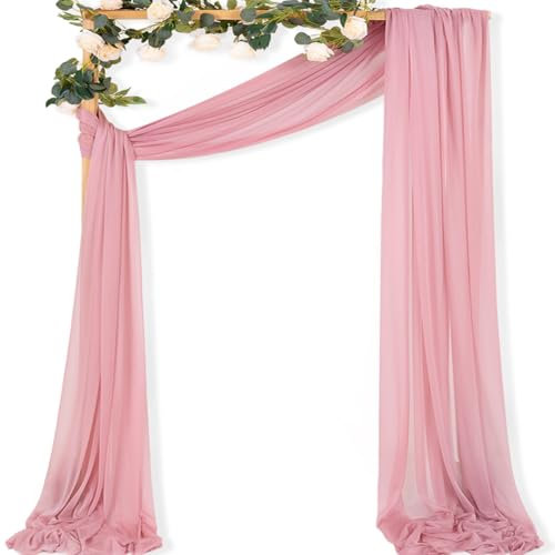 MLMC Dusty Rose Vorhang für Hochzeitsbögen, Drapierstoff, 2 Paneele, 73,7 cm x 6,8 m, extra lang, Gaze-Vorhänge, durchscheinende Hintergrundvorhänge, 6,6 m, Outdoor-Vorhänge für Hochzeit, Brautparty,