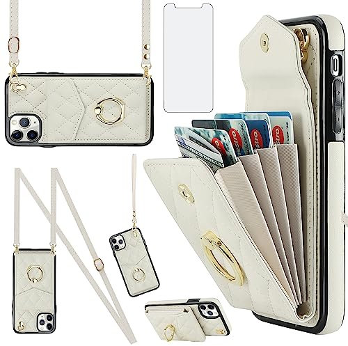 Asuwish Coque de téléphone pour iPhone 11 Pro Max 6.5 avec protection d'écran en verre trempé et dragonne, anneau de blocage RFID, porte-cartes pour iPhone 11 11 Pro Promax i XI Plus pour femmes et