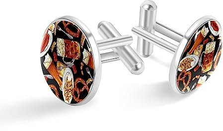 2Pcs Herren Manschettenknöpfe,Hochzeit,Vintage,einzigartige Business Hemd Manschettenknöpfe,Bier Brezel Essen