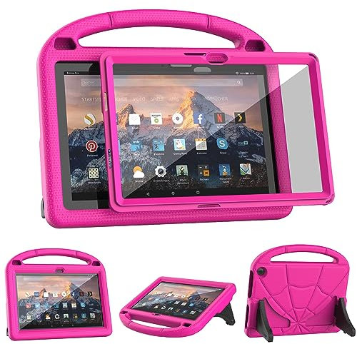 Patamiyar Étui pour tablette enfant 2021 10 – Poids léger, résistant aux chocs – Avec film protecteur d'écran, poignée, support, incompatible avec les tablettes Samsung iPad 10 – Rose
