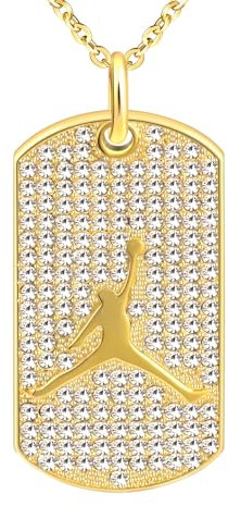 INFINIONLY Herren Edelstahl Gold Dog Tag Halsketten mit Zirkonia Kreativer Athleten-Basketball Medaillen Anhänger Kette für Jungen Jugendlich