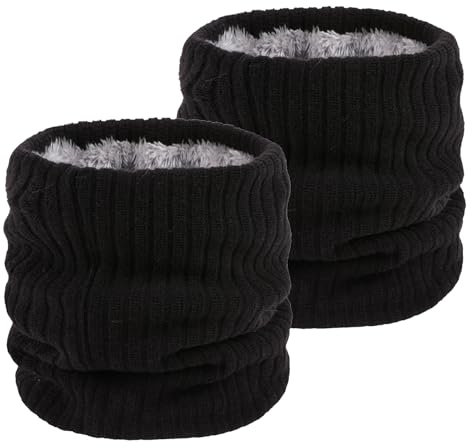 lifwimner 2 Stück Schal Winter Halsschlauch Herren Ski, Schlauchschal Halswärmer Gesichtsschal Fleece Loop Schal für Männer Frauen Aktivitäten Warm Nackenwärmer Sport(SchwarzSchwarz)