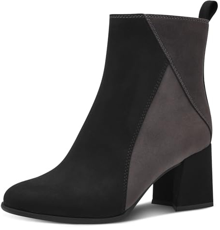 MARCO TOZZI Damen Stiefeletten mit Absatz Elegant mit Reißverschluss, Schwarz (Black Comb), 39 EU