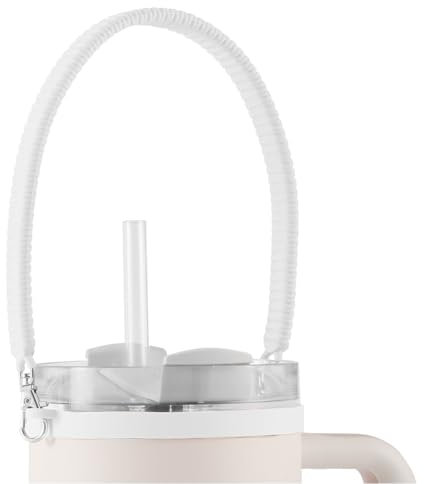 Water Bottle Handle Attachment for Stanley, Silicone Water Bottle Holder with Strap Portable Water Bottle Sling Carrier on Top, Lanyard Accessories for Most 8-40oz Cups (White)