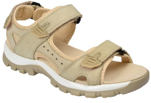 Harssidanzar Women's Outdoor Sports Sandals Summer Hiking Sandals Adjustable Strap Sandals SL256UK, Beige,Size 7 UK