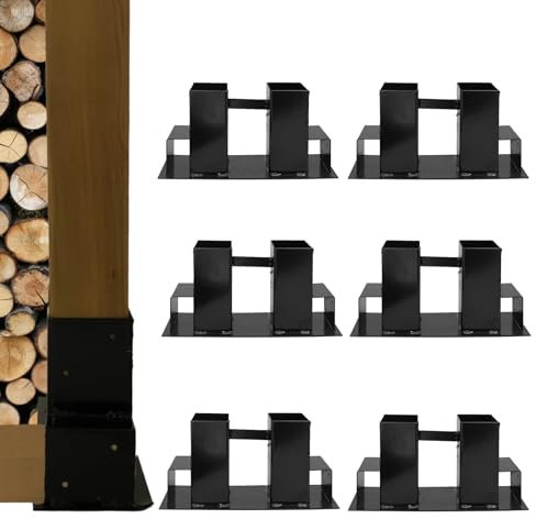 TRUTZHOLM Holzstapelhilfe Halterung 34 x 10 cm lackierter Stahl schwarz Holzstapelhalter Brennholz Kaminholzregal (42030506)