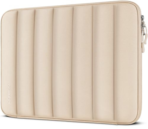 DOMISO Funda para portátil de 15,6 Pulgadas,Impermeable Bolsa de Transporte para Ordenador Rayas Verticales para 15.6 Notebook Thinkpad Ideapad HP DELL Chromebook Surface Laptop,Beige