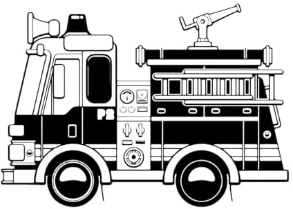 Wandaufkleber „Feuerwehrauto“, Feuerwehrwagen, Jungenzimmer, Spielzimmer, Feuerwehrauto, Fahrzeug, Bau-LKW, Wandtattoo, Vinyl, groß – 46x65cm