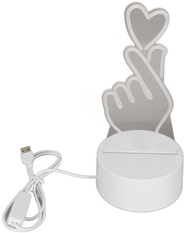 Glomora 3D-Anzeigelampe, warmes, weiches Licht, automatischer allmählicher Wechsel, USB-betrieben, 3D-Nachtlicht für Schlafzimmer und Bars (Corazón de dedo)