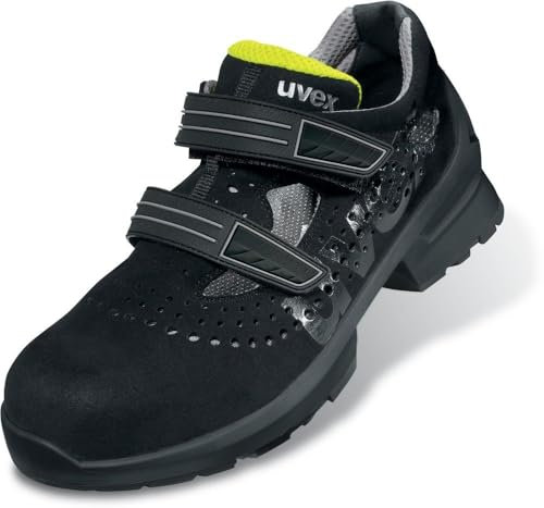 uvex 1 Sandalias de Seguridad S1 SRC 6560, Negro/Amarillo, 44 EU