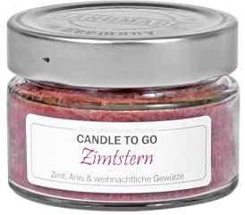 Candle Factory Candle TO GO Duftkerzen aus pflanzlichem Stearin im modernen Schraubdeckelglas, ca. 20h Brennzeit, Duft: Zimtstern
