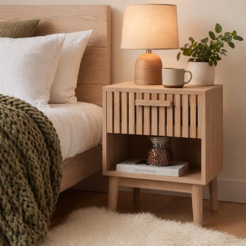 Nachttische, Schlafzimmer, 2er-Pack, Kommode, Schubladen, Nachttisch, 2er-Set, 35 x 40 x 55 cm, Beistelltische Wohnzimmer mit Schubladen, Holzmöbel, Aufbewahrung, Kommode für Wohnzimmer (B Holzfarbe)
