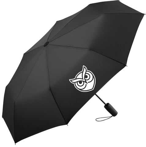 Huuraa Regenschirm Eule Silhouette Geschenk | 98cm Schwarz Sturmfest Taschenschirm Geschenkidee