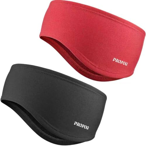 PROPOG Stirnband Damen Winter, 2 Stück Fleece Ohrenwärmer Damen Windstopper Ohrenschützer Haarband Herren Warm Headband Stirnbänder für Joggen Laufen Wandern Fahrrad und Motorrad Fahren