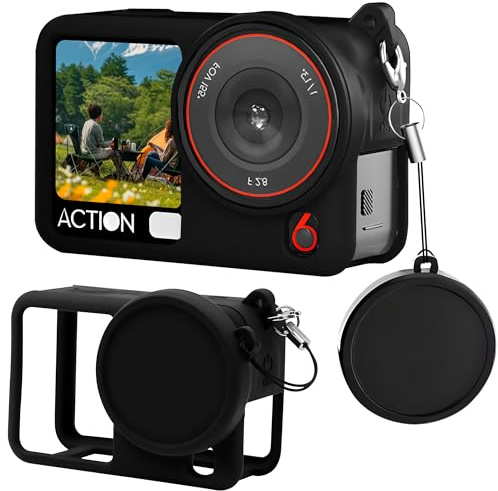 Debmale Osmo Action 6 Silicone Cover - Camera Lens Cap Protector Case Scratch-Resistant Durable for DJI Osmo Action 6 Camera Accessories with Wrist Strap