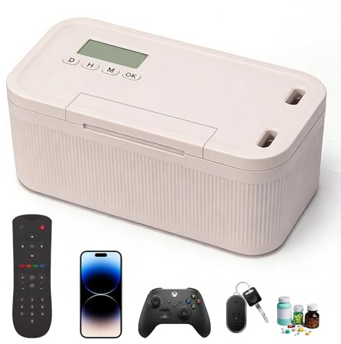 Wxeadu Safe Timed Lock Box, Zeitschloss Box, 23.9x13.1x9.6 cm Handy Safe mit 2 Arbeitsmodus, Handy Gefängnis mit Zeitschloss, Zeitverriegelungsbehälter für Suchtmanagement, Sichert Wertsache