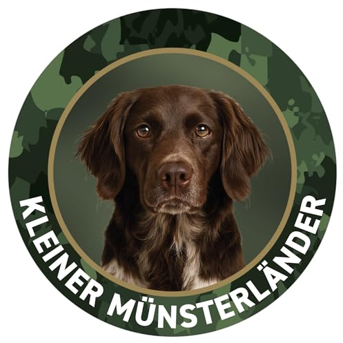 Kleiner Münsterländer Jagdhund Aufkleber - Premium Autoaufkleber - Hunde Sticker für Pkw und Kfz, UV- & witterungsbeständig, Haltbarkeit im Außenbereich 7 Jahre, Ø 10 cm - Made in Germany