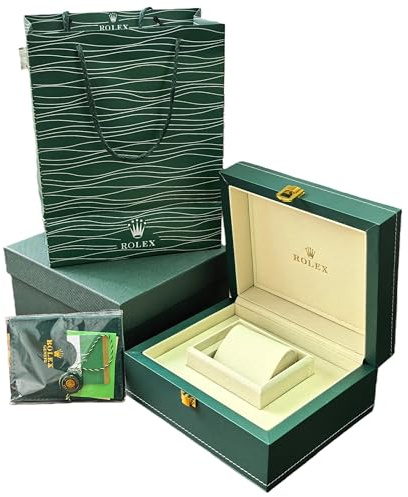 ROUHO Einzel Uhren Organizer Etui Grün PU Leder Holz Uhrenbox mit Schließe für Rolex GMT-Master II