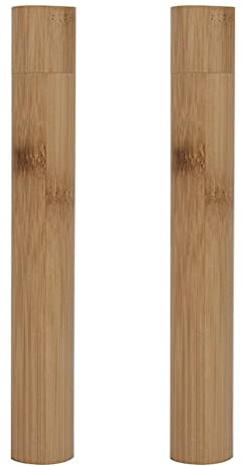 HOMOCONO Lot de 2 Boîtes à Brosses à Dents en Bambou, Étui de Rangement Compact pour Brosse à Dents Électrique, Portable et Solide, pour Voyage en Extérieur et Usage Hôtelier
