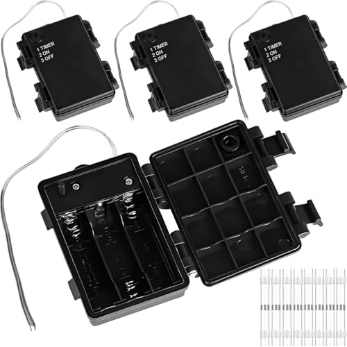 HAAMNING7 4 Pcs Waterproof Three AA Battery Holder with Switch 4.5V Enclosed 3X AA Battery Case Box Waterproof with Bare Wire, for Hobby DIY Electronic LED Light