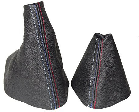 Manschetten für Automatik-Schaltung und Handbremse für BMW 5er-Serie, E39, 1995-2002, aus schwarzem Leder mit M3-Ziernähten