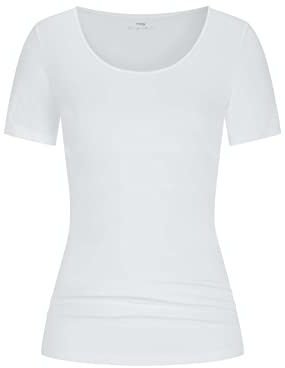 Mey Damen Kurzarm Top Baumwolle Serie Cotton Pure | Legere Passform, Tiefer Rundhalsausschnitt, Halbarm, Natürliches Tragegefühl, Gr. 36-46