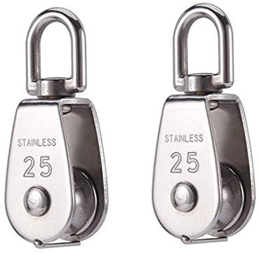 Repuhand 2 Stück Umlenkrollen,Einzelflaschenzug aus 304 Edelstahl,M25 Riemenscheibe Roller Tragkraft Stark- Silber für den Innen- und Außenbereich