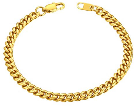 ChainsHouse Vergoldet Armband Herren Armskette 6mm herren Armschmuck 19cm lang Armskette für Damen und Herren