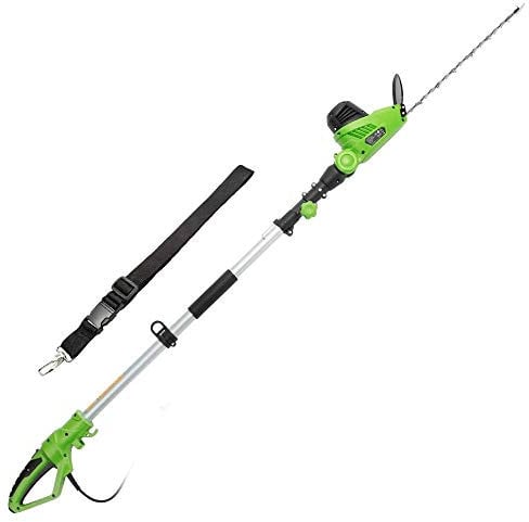BAKAJI Tagliasiepi Telescopico Elettrico con Asta Estensibile, Taglia Siepi Lama 41 cm con Inclinazione, Lama Regolabile Manutenzione Giardino Tagliabordi Decespugliatore (460W fino a 240 cm)