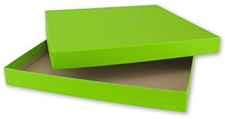 NEUSER PAPIER 1x Quadratische Aufbewahrungs- und Geschenk-Schachtel in Hellgrün (Grün) - 24 x 24 x 2,3 cm - Stülp-Schachtel mit Deckel - Ideal als Fotobox und Geschenkbox
