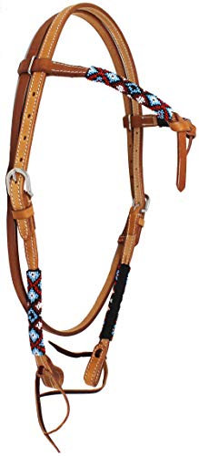 CHALLENGER Horse Show Trensenzaumzeug Western-Leder, geknotet, mit Perlen besetzt, 79110HB