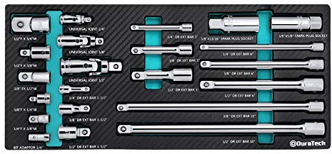 DURATECH 22-Piece Drive Tool Accessory Set with Extension Bars & Adapters