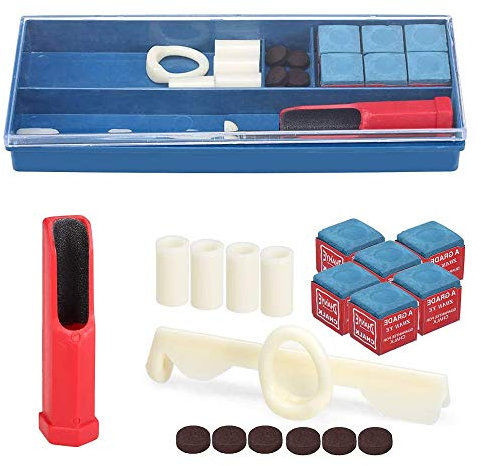 Gurxi Billard Kreide Billard Queue Billard-Reparatursatz Queuespitzen-Reparaturwerkzeug 20-IN-1 Billard-Kreide-Pool Queuespitzen Anzug Enthalten Queue-Stick-Zwingen Queuespitzen-Trimmer