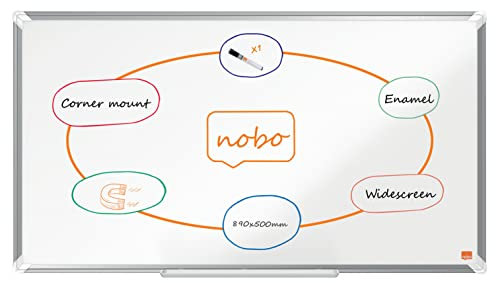 Nobo Premium Plus Breitbild-Emaille-Magnettafel - 890 x 500mm, Aluminium-Rahmen, EU Ecolabel zertifiziert, 1915366