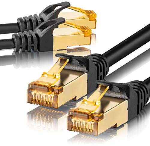 SEBSON Ethernet LAN Kabel 50cm - 2er Set - CAT 7 Netzwerkkabel 10 Gbit/s, S-FTP Patchkabel RJ45 - Router, PC, TV, NAS, Spielekonsolen
