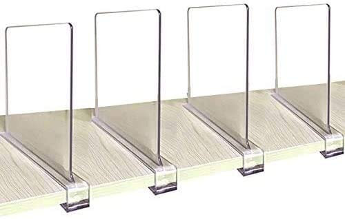MSYU 4 Stück transparente Regaltrenner, Acryl-Regalteiler für Schränke, Holzregal-Trennwände, perfekt für Kleidung-Organizer und Schlafzimmer, Küchenschränke, Regalaufbewahrung und Organisation (4)