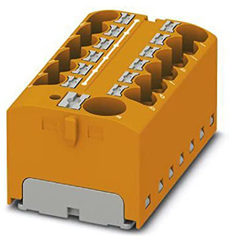 PHOENIX CONTACT PTFIX 10/12X4 OG Verteilerblock, 450 V, 32 A, Anzahl der Anschlüsse 13, Querschnitt 0,2 mm² - 6 mm², AWG 24 - 10, Breite 46,3 mm, Höhe 21,7 mm, Orange, 8 Stück