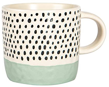 Nicola Spring Ceramic Coffee Mug - 385ml - Blue Dipped Dots Stoneware Coffee Cups Dishwasher & Microwave Safe Large Tea Mugs for Hot Drinks, Hot Chocolate, Tea