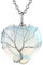 FOCALOOK Collier Femme Pierre de Lune Synthétique Pendentif Arbre de Vie Coeur Pierre de Naissance Juin Chaîne Rolo en Acier 50+5cm
