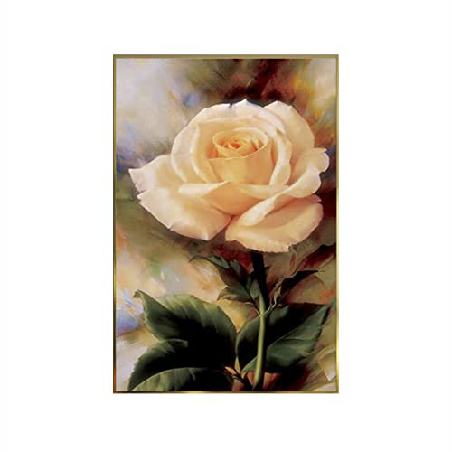Oil Paintings on Canvas Hand Painted,Canvas Art Wall Champagne Rose Aesthetics Vertical Mural Artwork Palette Knife Textured Frameless Cool Paintings Large Size Home Decor for Living Room Bedroom,60