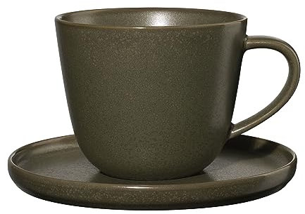 ASA Selection coppa nori Kaffeetasse mit Unterer, Kaffee Tasse, Teetasse, Untertasse, Porzellan, Grün, 250 ml, 19020192