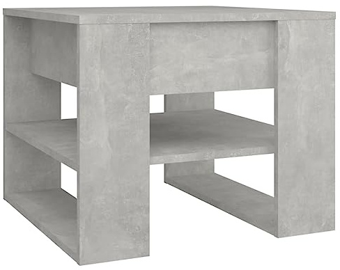 vidaXL Couchtisch Beistelltisch Wohnzimmertisch Kaffeetisch Sofatisch Teetisch Tisch mit Ablage Wohnzimmer Betongrau 55,5x55x45cm Holzwerkstoff