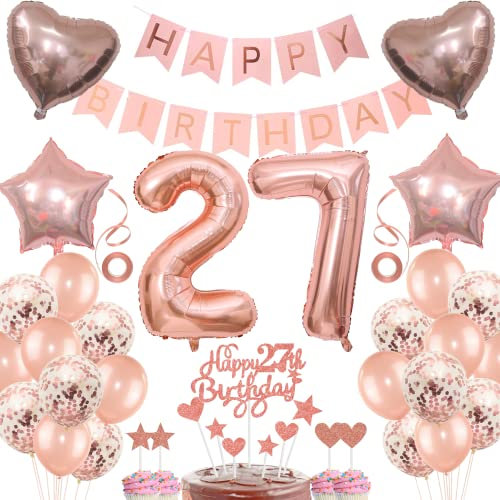 Deko 27. Geburtstag frau Tortendeko 27 Geburtstag frauen Deko Geschenk für 27. Geburtstag frau Rosegold Geburtstag 27 frauen 27 jahre Geburtstag deko Ballon 27 Geburtstag 27 jahre frau