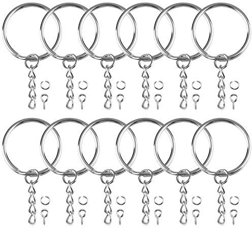Schlüsselringe mit Kette 50 Stück Metall Schlüsselanhänger mit Spaltringe Keyring Chain, für Taschen Verschiedenen Kleinschmuckzubehör DIY Basteln