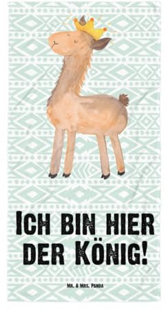 Mr. & Mrs. Panda XL Badehandtuch Lama König - Geschenk, Königin, Saunatuch, Duschtuch, Badetuch, Abi, Alpaka, Strandtuch